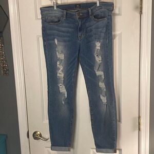 Sneak Peek Jeans distressed cuffed ankle blue jeans , size 15 juniors, guc